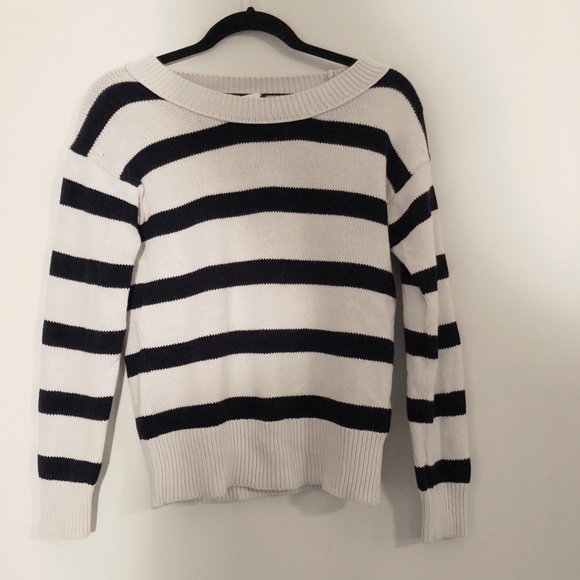 J. Crew Sweaters - J.Crew Stripe Cotton Sweater Navy Cream Size XS
